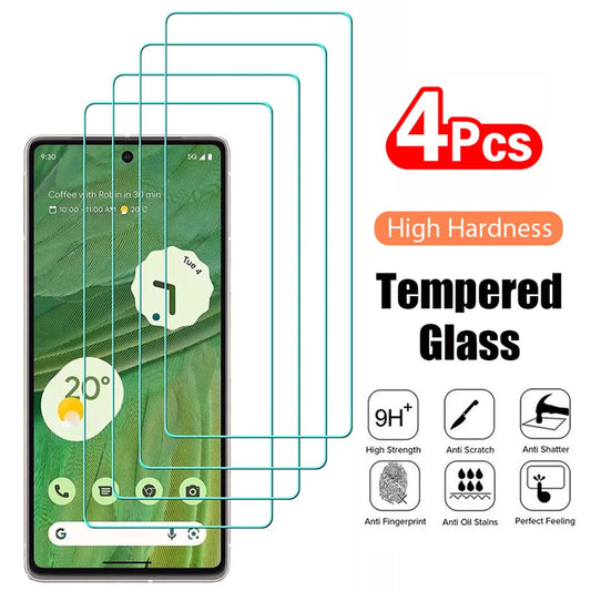 4PCS Tempered Glass for Google Pixel 9 10 8 Pro 9A 8A 7 7A 6 6A 5 4A 4 XL 3 Protective Transparent Screen Protector Film Glass