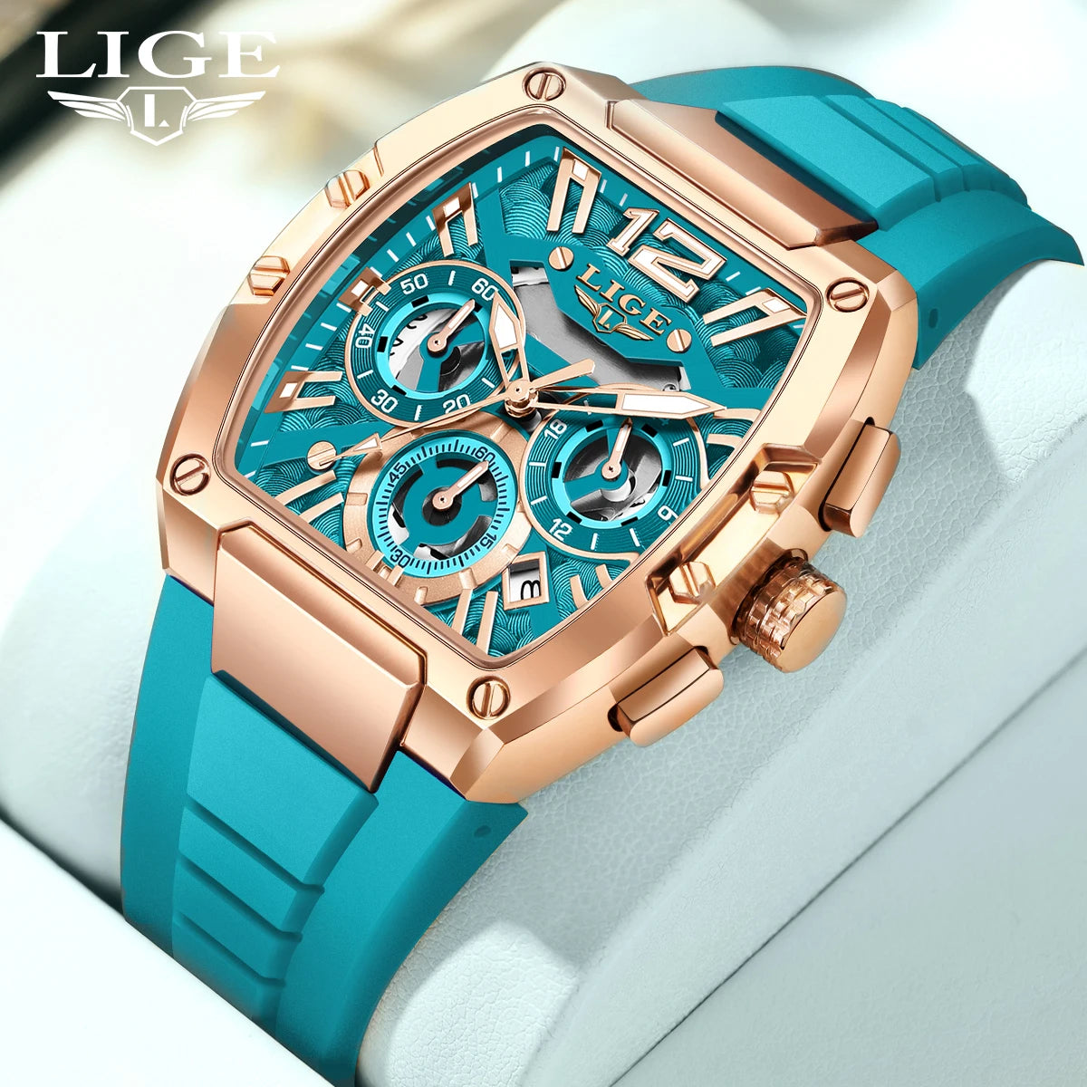LIGE Original Brand Fashion Mens Watches Sport Military Chronograph Calendar Silicone Strap Quartz Wristwatch Relogio Masculino
