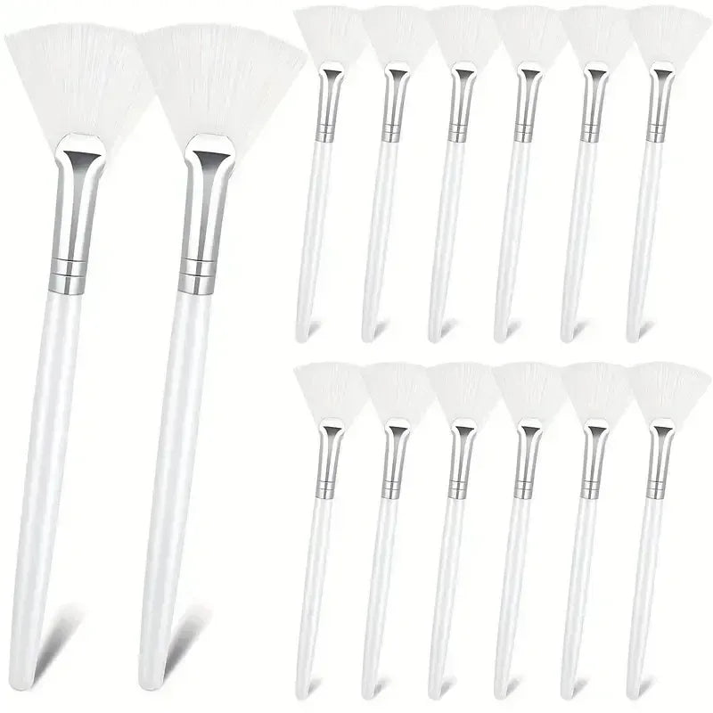 3/6/12pcs Practical Facial Brushes Fan Shape Brush Flat Head Face Mask Applicator Soft Portable Mask Brushes Cosmetic Tools - Urbizia