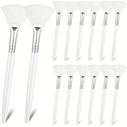 3/6/12pcs Practical Facial Brushes Fan Shape Brush Flat Head Face Mask Applicator Soft Portable Mask Brushes Cosmetic Tools - Urbizia