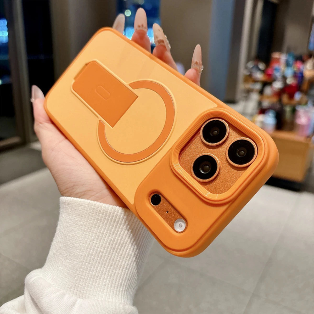 Skin-Feel Anti-Fingerprint Phone Case, Invisible Magnetic Stand Shockproof Cover, Compatible with iPhone 18/17 Pro Max/16E/15/14/13/12/11/Air/Plus/Pro, Supports Magnetic Charging & Magnetic Accessories