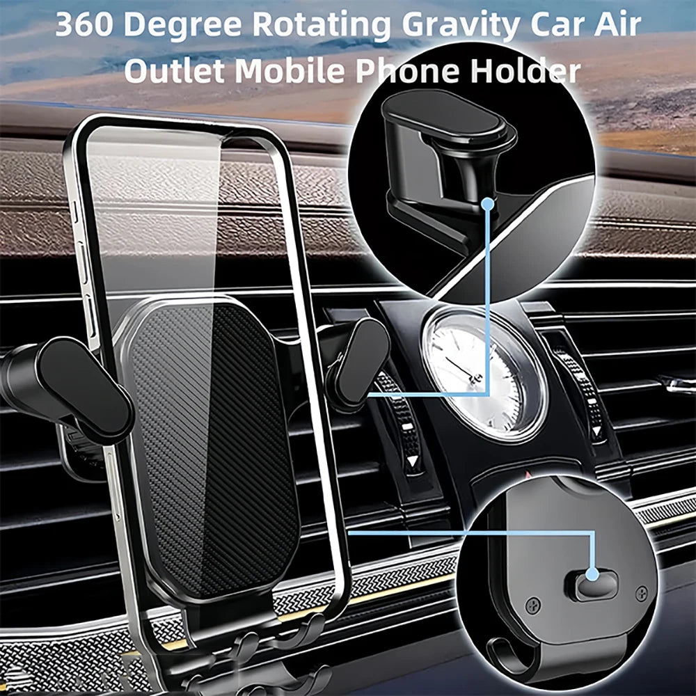 Gravity Car Phone Holder Air Vent Clip Mount for 4.7-7 inch Smartphone Universal Shockproof Stand for iPhone Samsung Xiaomi