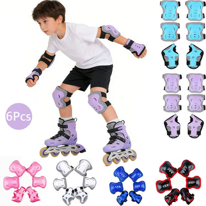 Kids Knee Pads Elbow Pads Age 3-7 Toddler Boys Girls, 6 In 1 Protective Gear Safety Set with Wrist Guard for Skating Cycling Ne