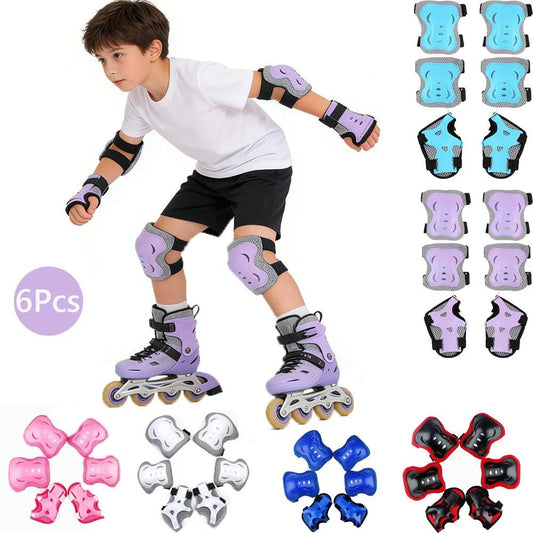 Kids Knee Pads Elbow Pads Age 3-7 Toddler Boys Girls, 6 In 1 Protective Gear Safety Set with Wrist Guard for Skating Cycling Ne