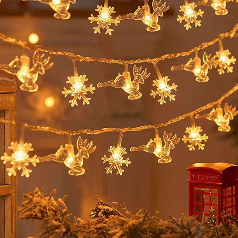 3M Christmas LED Snowflake String Lights – Fairy Lights for Home & New Year Party