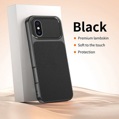 Funda Lychee Grain Phone Case for Apple iPhone XS Max X XR Simple Luxury Plating Faux Lambskin Soft Silicone Original Back Cover