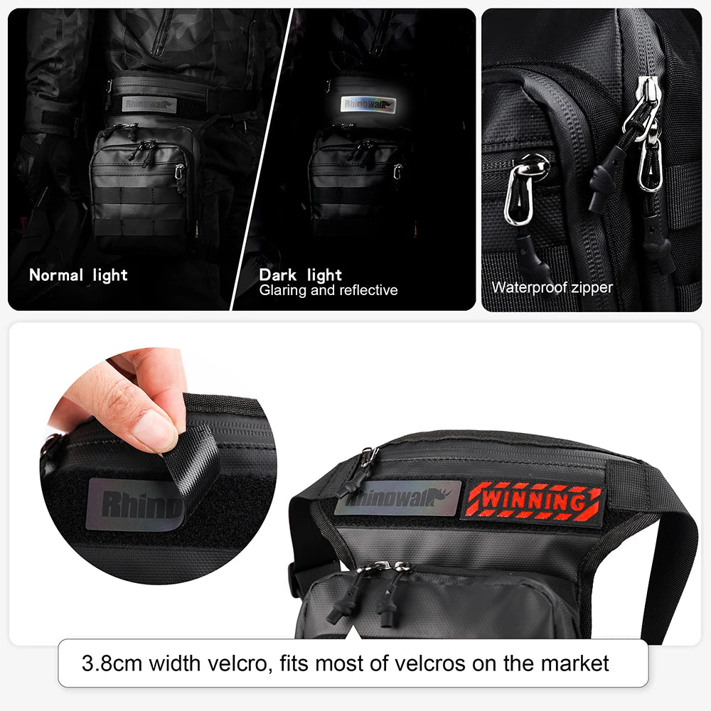 Rhinowalk Motorcycle Waist Bag 3L Leg Bag Thigh Hip Bum Beltleg Fanny Pack Travel Riding Crossbody Multifunctional Shoulder Bag