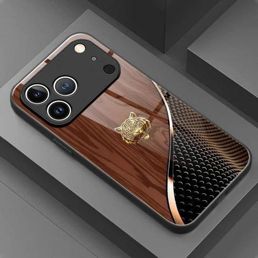 iPhone Tiger Wood Grain Glass Case – Full Coverage