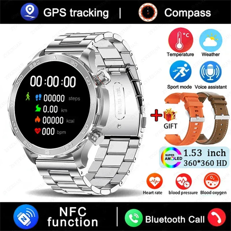 2026 New GPS Smart Watch Men AMOLED Screen Always Show Time Heart Rate IP68 Waterproof Bluetooth Call Sports Fitness Smart Watch - Urbizia