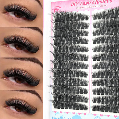 False Eyelashes Natural Wispy Individual Cluster Lashes Easy to Apply Soft & Lightweight Reusable for Daily Makeup