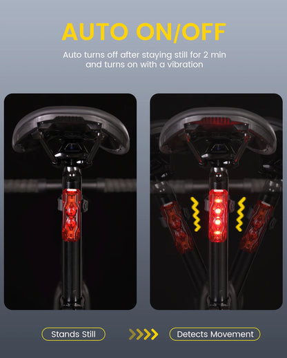 RAVEMEN TR250 Bike Rear Light Rechargeable Bicycle Taillight Lamp With ABM07 Mount Brake Sensor Auto on-off 250 LED lumens IPX6
