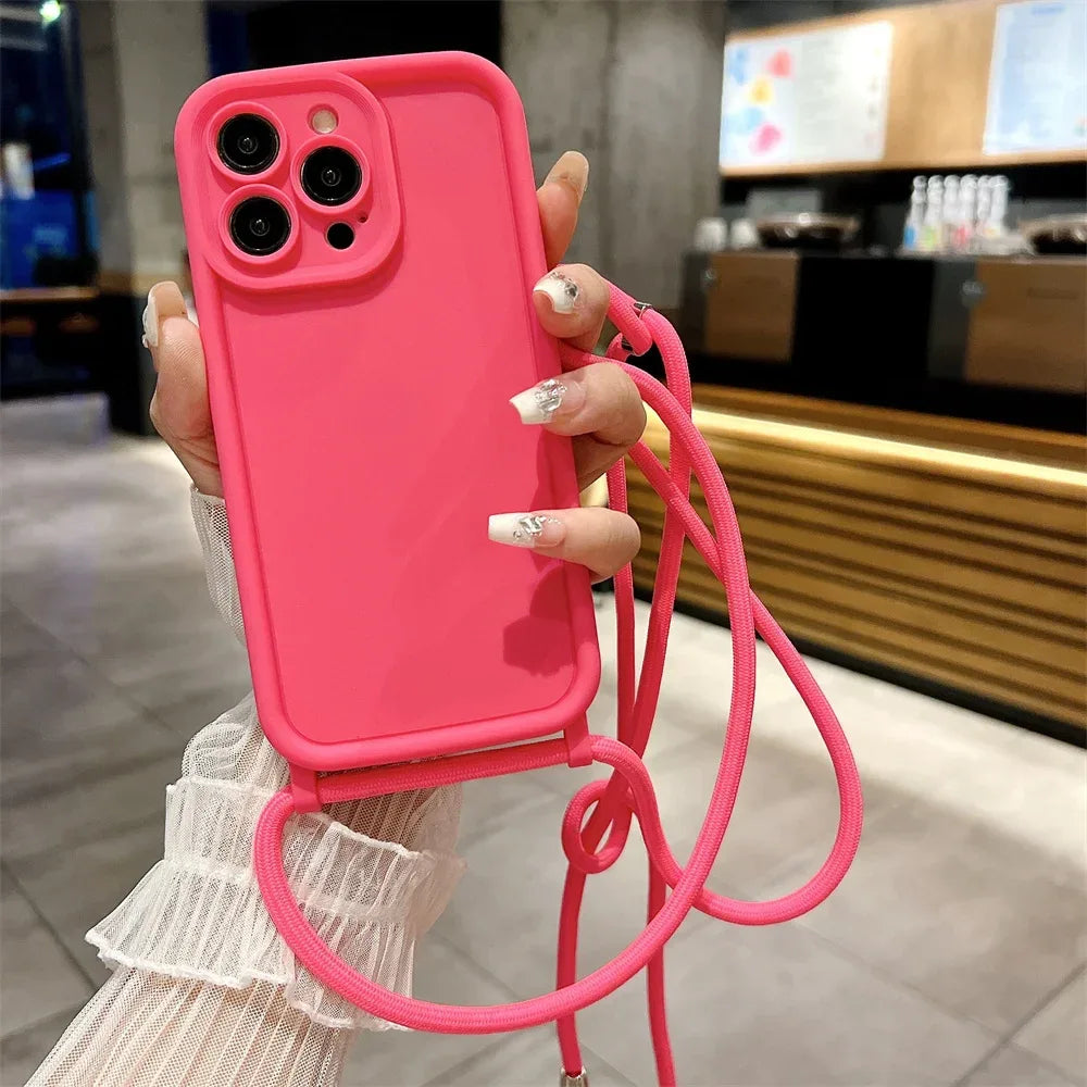 Crossbody Adjustable Lanyard Soft Case for iPhone