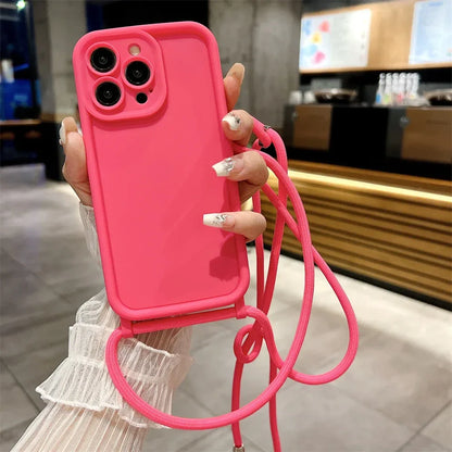 Crossbody Adjustable Lanyard Soft Case for iPhone