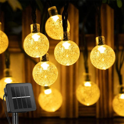 Outdoor Solar Light String LED Crystal Bubble Ball Light Waterproof Multi-mode Solar Courtyard Garden Party Decoration Light