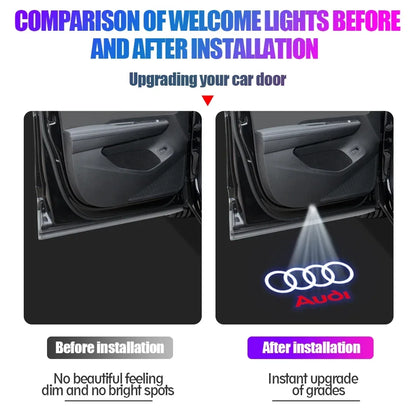 2Pcs LED Car Door Welcome Light HD Wireless Light Projector Lamps For Audi A3 A4 A6 A5 Q5 A1 Q7 Q6 Q3 Q2 Q8 A7 A8 TT S1 SQ5 RSQ3
