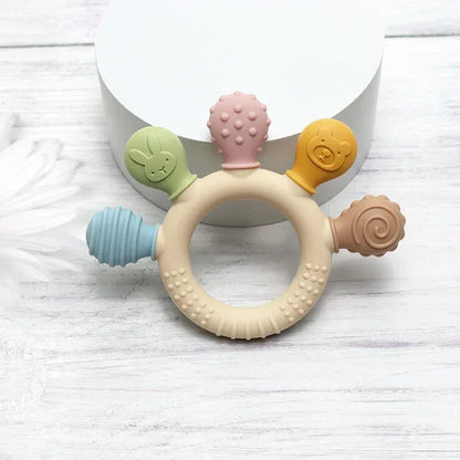 Multicolor Silicone Baby Teething Ring – Sensory Chew Toy - Urbizia