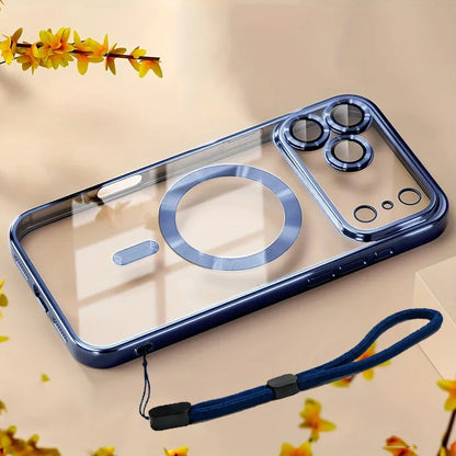 Luxury Magnetic For Magsafe Phone Case For iPhone 18 Promax 17 Air 16 15 14 13 12 11 Pro Max Plating With Hand Rope Back Cover