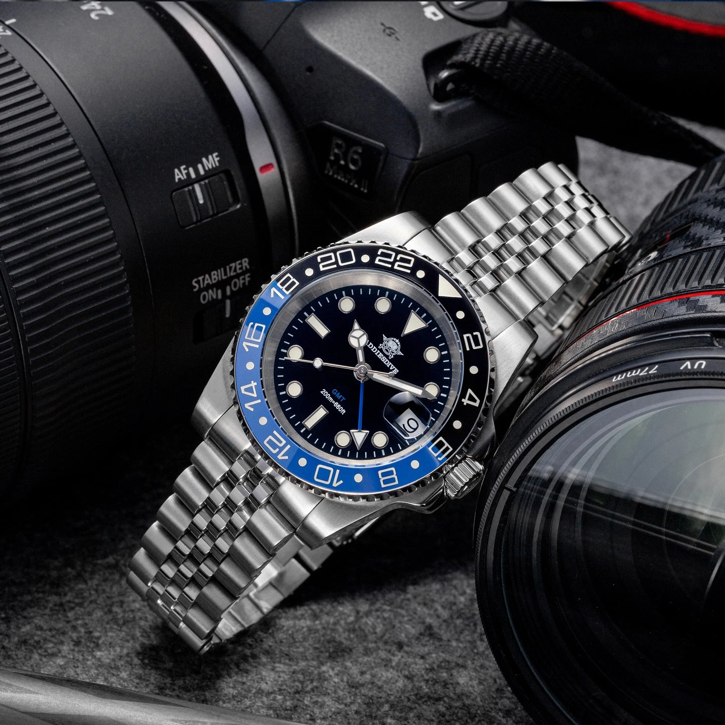 ADDIESDIVE AD2050 Luxury GMT Watch Stainless Steel Super Luminous 20Bar Water-Resistance Diving Men Quartz Watches Ceramic Bezel