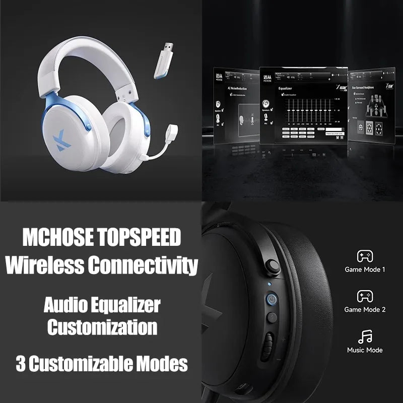 MCHOSE V9 pro E-Sports Headset with Microphone Tri-Mode Gaming USB Wireless 7.1 Channel Surround Sound Portable Audio Headphones - Urbizia