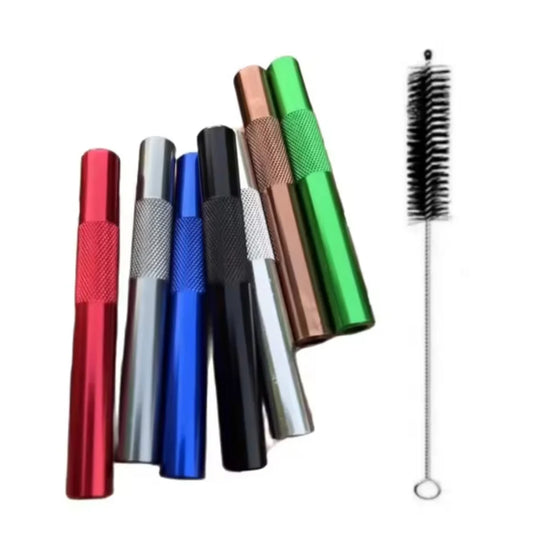 Metal Smoking Tube 5pcs Aluminum Alloy Straws with Cleaning Brush