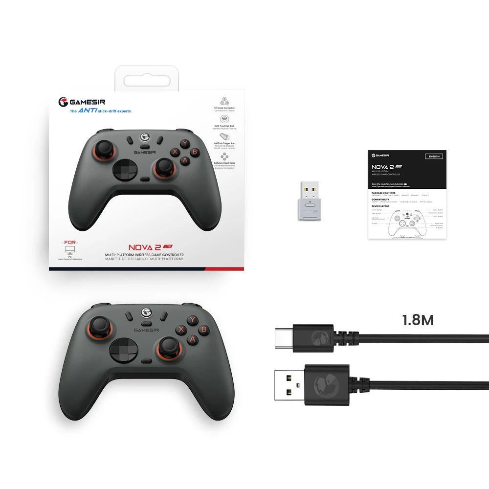 GameSir Nova 2 Lite Wireless Switch Controller Bluetooth Gamepad with Hall Effect for Nintendo Switch, iPhone, Android, PC
