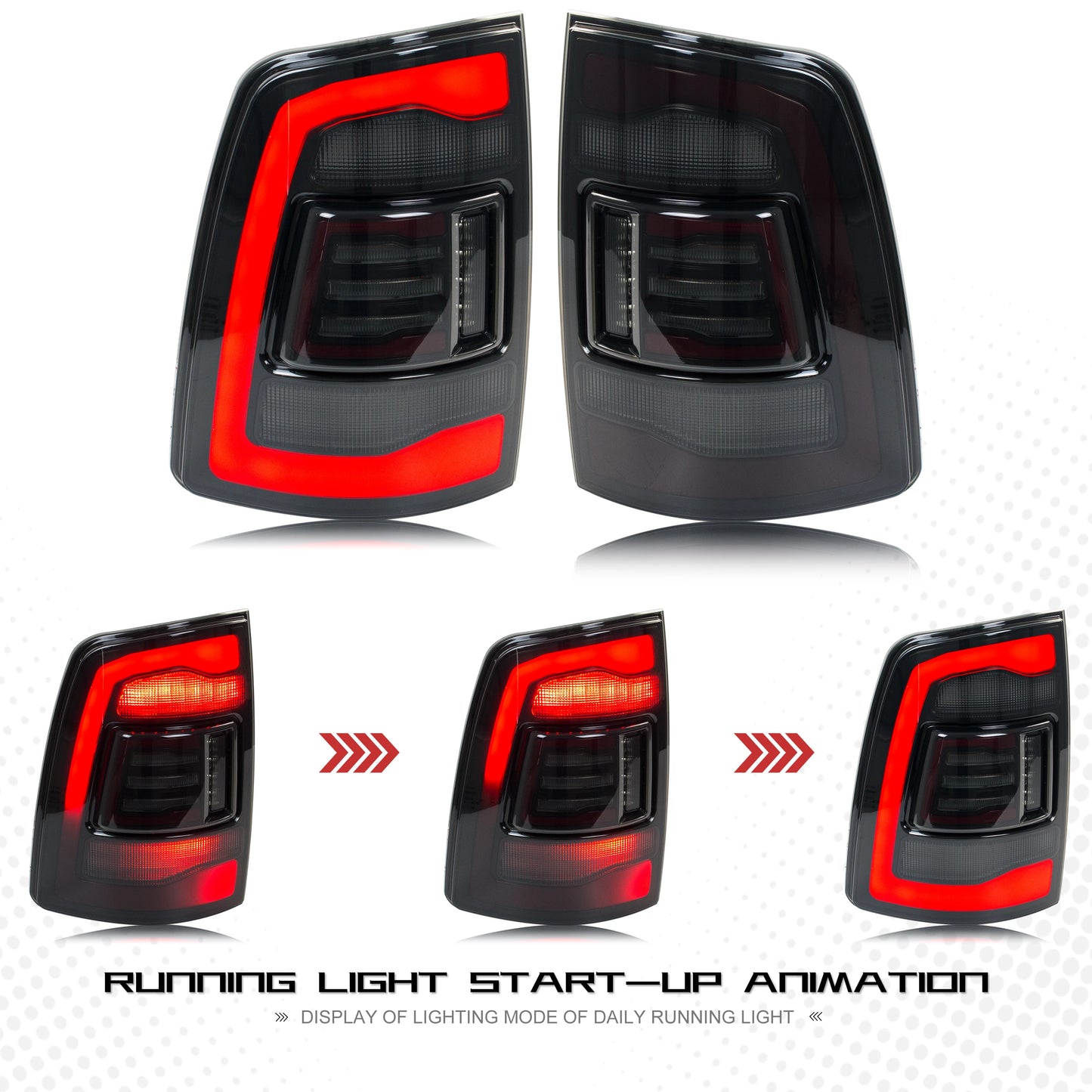 LED Tail Lights for Dodge Ram 1500 2500 3500 2009-2018 4th Gen Dynamic Animation Sequential Turn Signal Rear Lamps Assembly