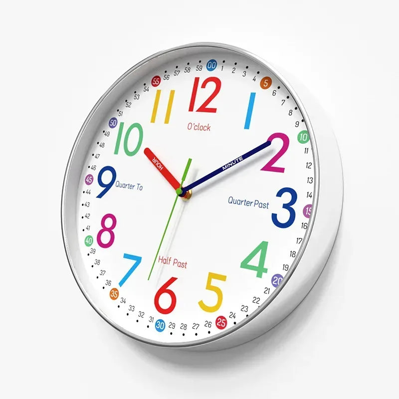 12 Inch Early Education Wall Clock Cartoon Children's Time Management Quartz Clock Home Wall Hanging Silent Clock 30CM - Urbizia