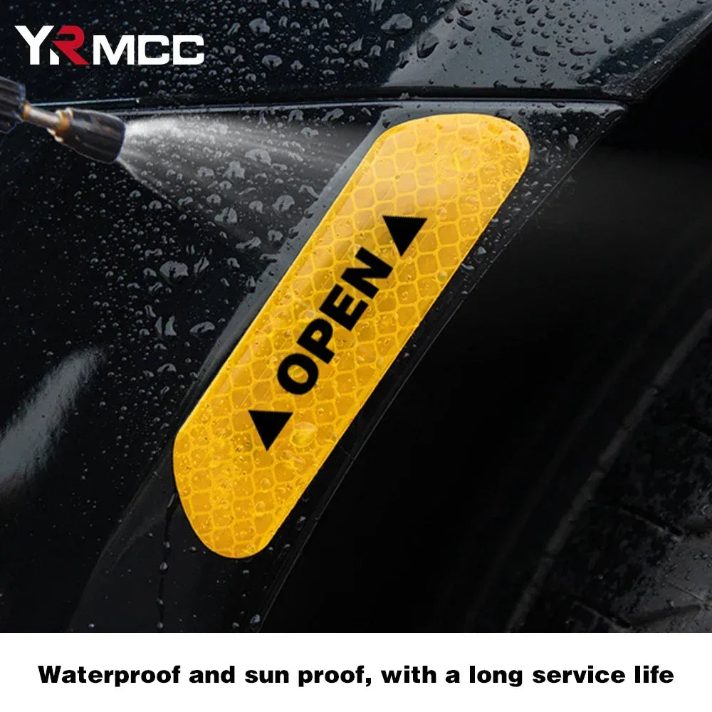 4PCS Reflective Car Door Sticker Safety Opening Warning Reflector Tape Decal Car Accessories Exterior Interior Reflector Sticker - Urbizia