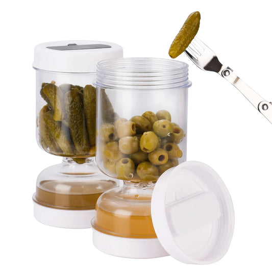Olive Pickle Strainer Jar Airtight Flip Storage