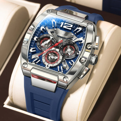 POEDAGAR Luxury Man Quartz Watch Sports Military Watch For Men Waterproof Luminous Date Chronograph Silicone Strap Men's Watches