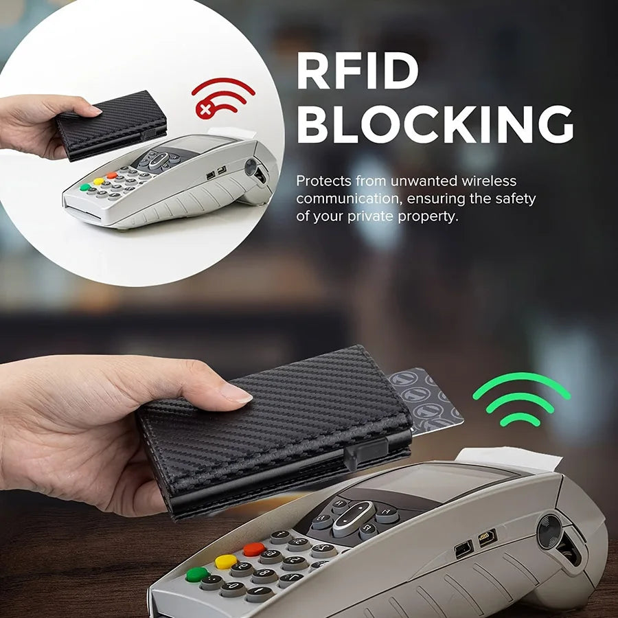 Slim RFID Pop-Up Metal Wallet for Men