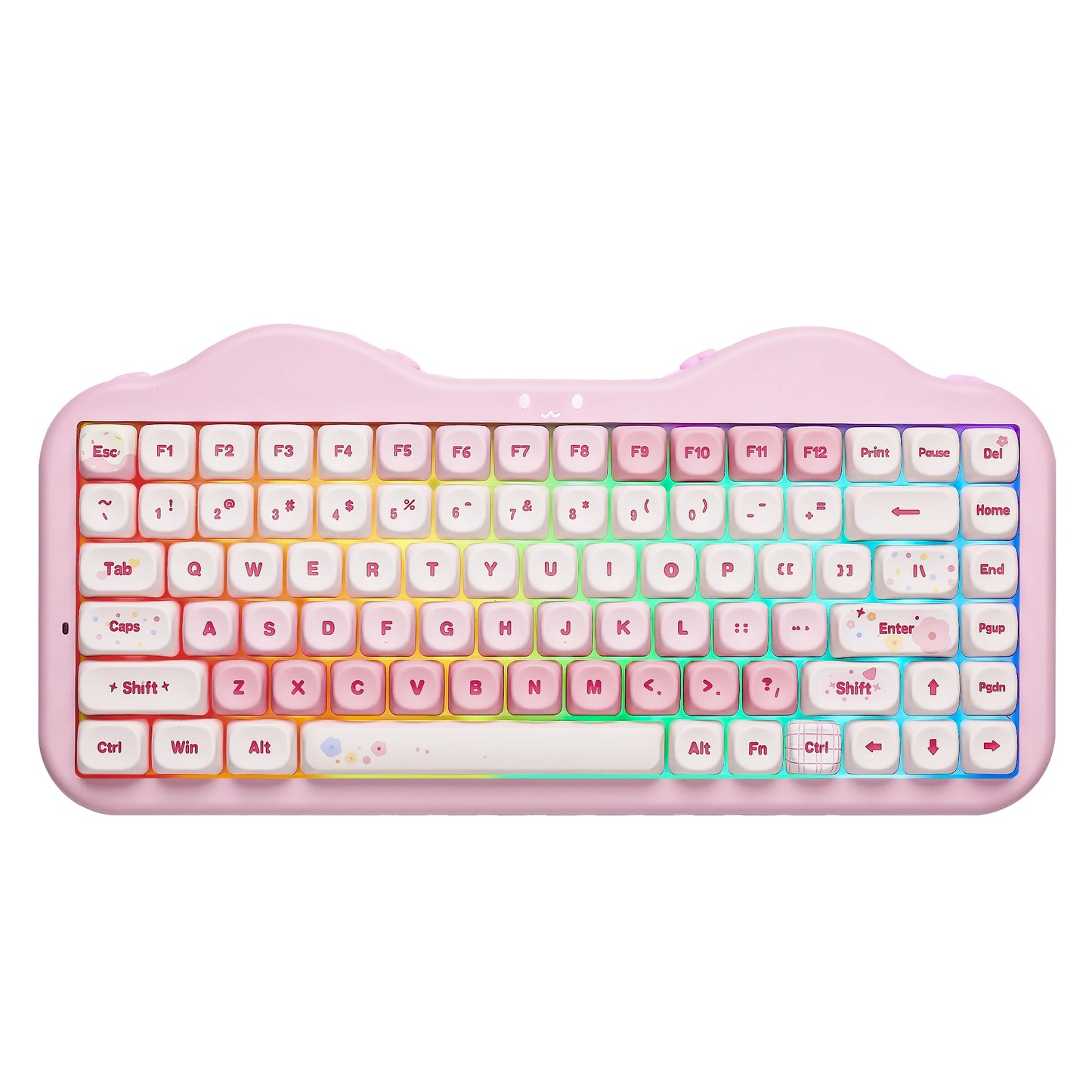 YUNZII C75 Wireless Mechanical Keyboard, 75% Creamy Hot Swap Custom RGB Keyboard, Gasket Cute Cake Design, for Win/Mac/Gaming