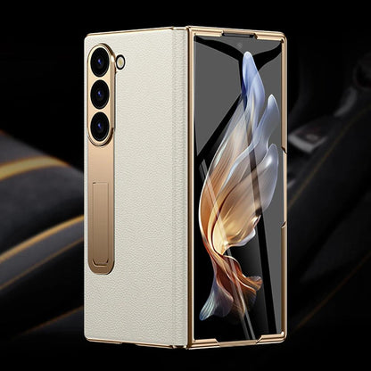 Samsung Galaxy Z Fold 3–7 Genuine Leather Magnetic Case with Kickstand