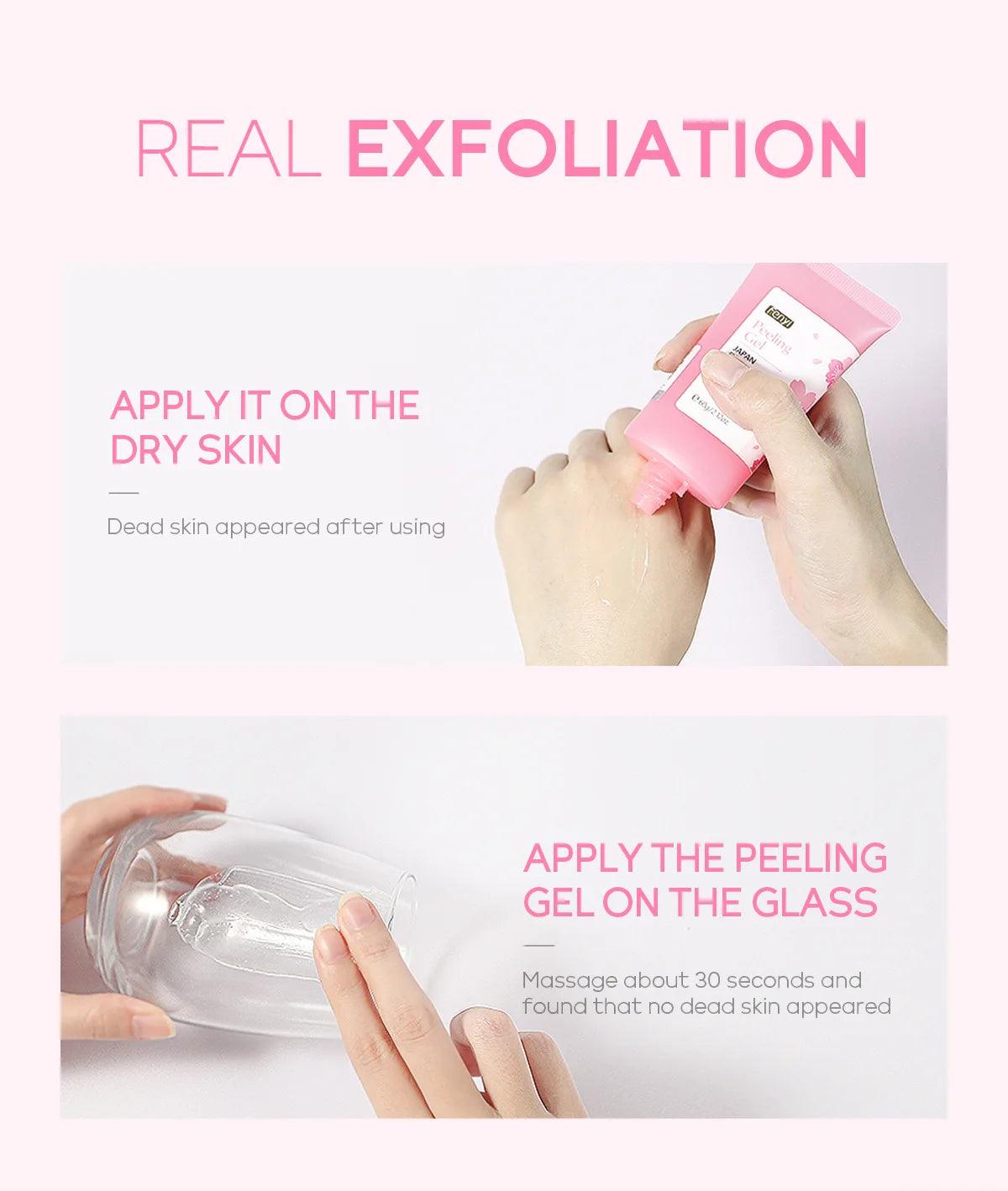 Sakura Exfoliating Gel Face Body Scrub Deep Cleansing Pores Gentle Peel For Blackhead Remove Smooth Brightening Skin 60g
