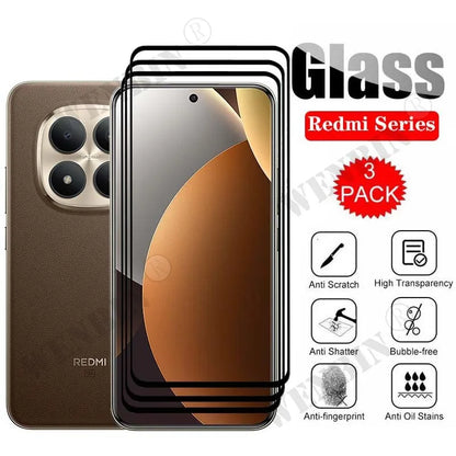 3Pcs Tempered Glass For Redmi Note 15 / Note 15 Pro / Note 15 Pro Plus 4G5G 3D Curved Full Cover Screen Protector