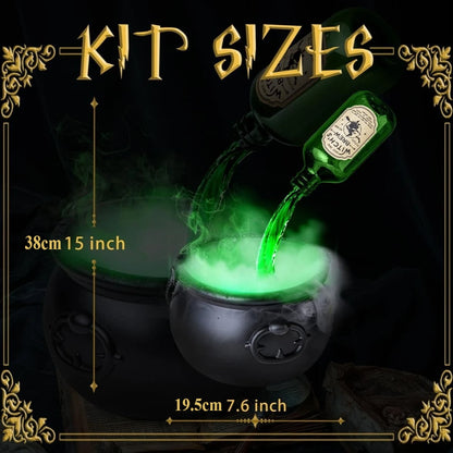 Halloween Cauldron Decoration – Floating Wizard Bowl with Fog & Skeleton Props