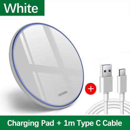 30W Wireless Charger Pad for iPhone 17 16 15 14 13 12 11 Samsung Xiaomi Phone Chargers Induction Fast Charging Dock Station