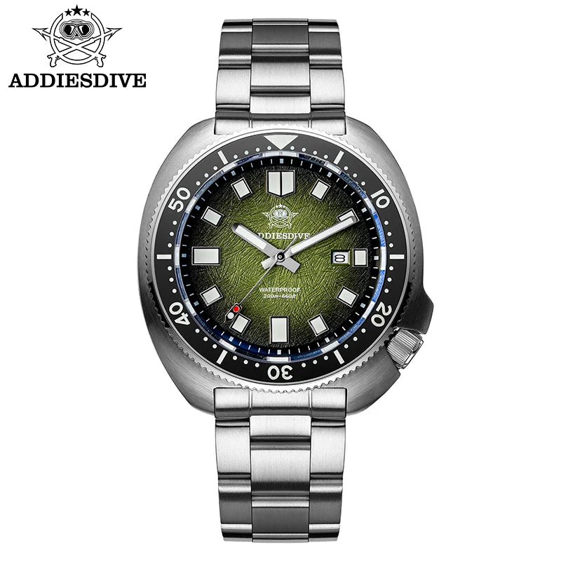ADDIESDIVE Men Watch Sapphire Glass AR Coated Quartz Watches Luminous 200m Waterproof Turtle Diver Watch Reloj Hombre AD2511