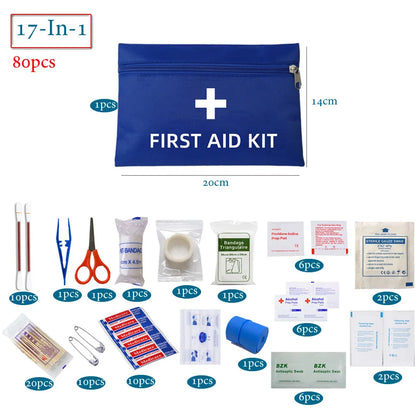 50pcs Set Portable First Aid Kit Red Car Emergency Kit Accessories For Home Family Travel Outdoor Emergency Medical Treatment