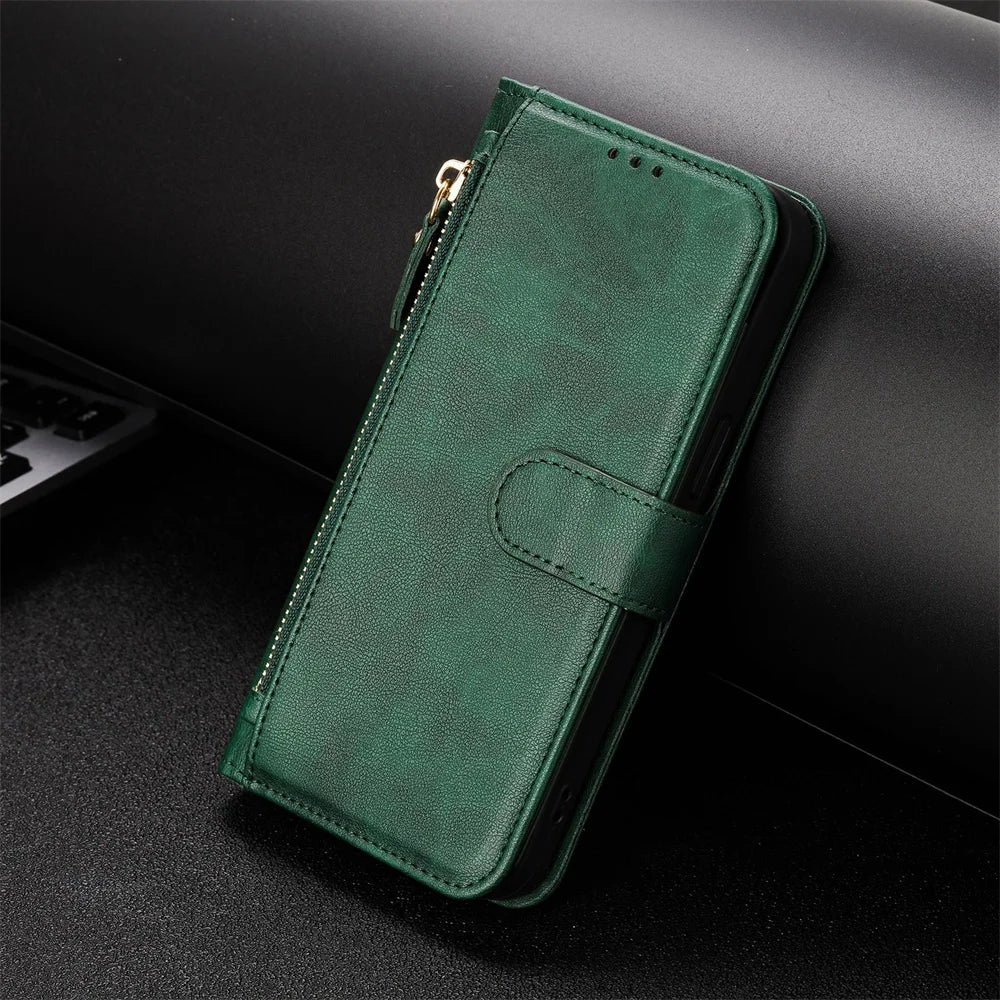 Zipper Leather Phone Wallet Case Book For Samsung Galaxy M62 M56 M55 M54 M53 M52 M36 M35 M34 M33 M32 M15 M12 F16 F06 Flip Cover