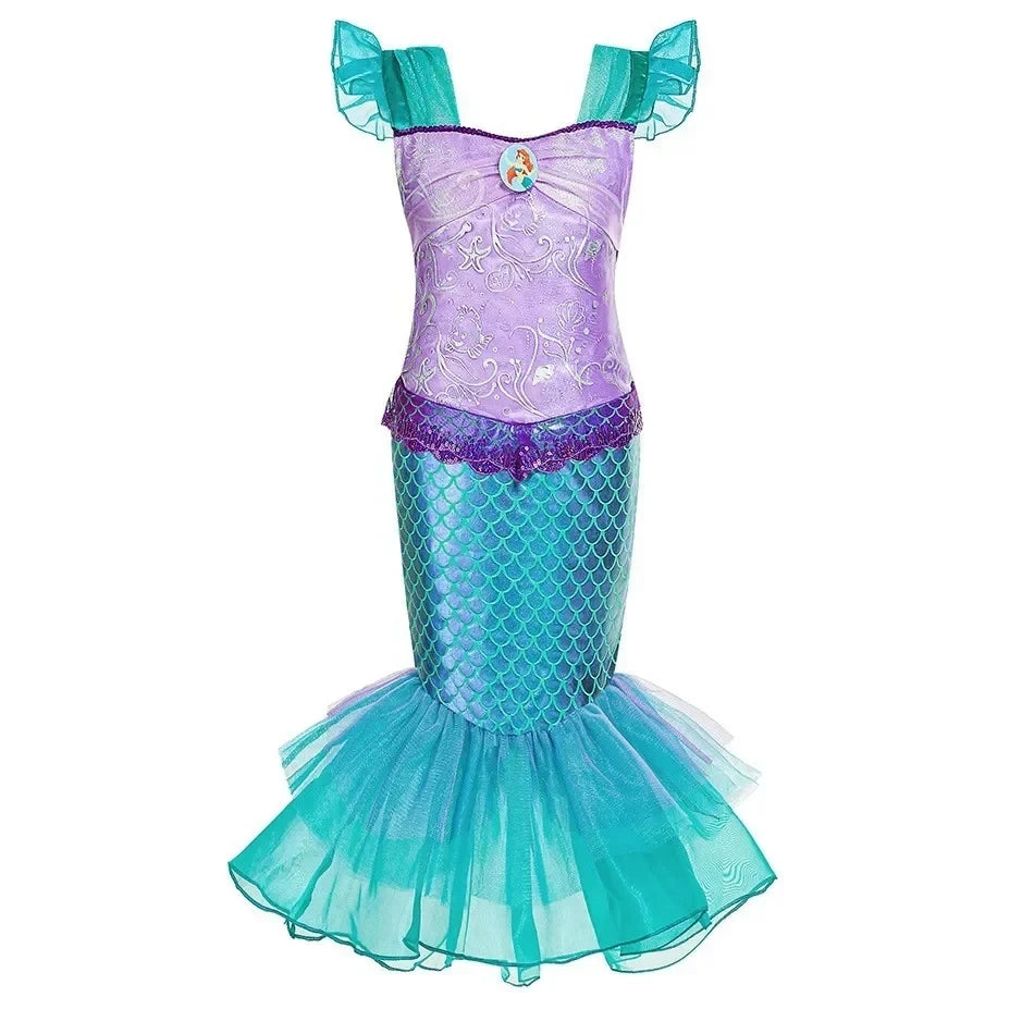 Mermaid Birthday Party Dress – Summer Girl Mermaid Costume for Kids 2-10 Yrs, Anime Cosplay & Fantasy Gown