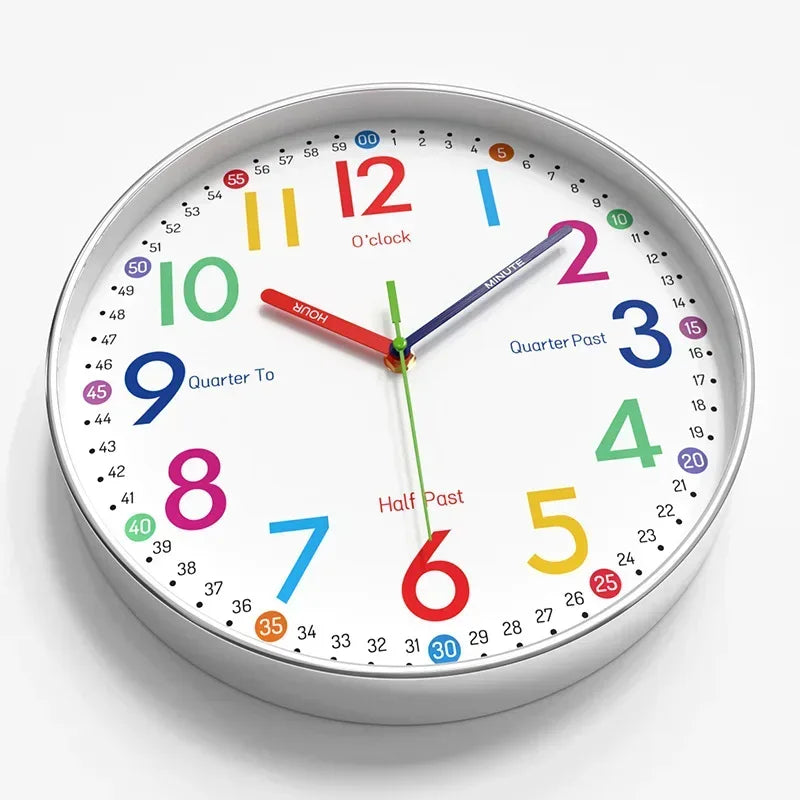 12 Inch Early Education Wall Clock Cartoon Children's Time Management Quartz Clock Home Wall Hanging Silent Clock 30CM - Urbizia