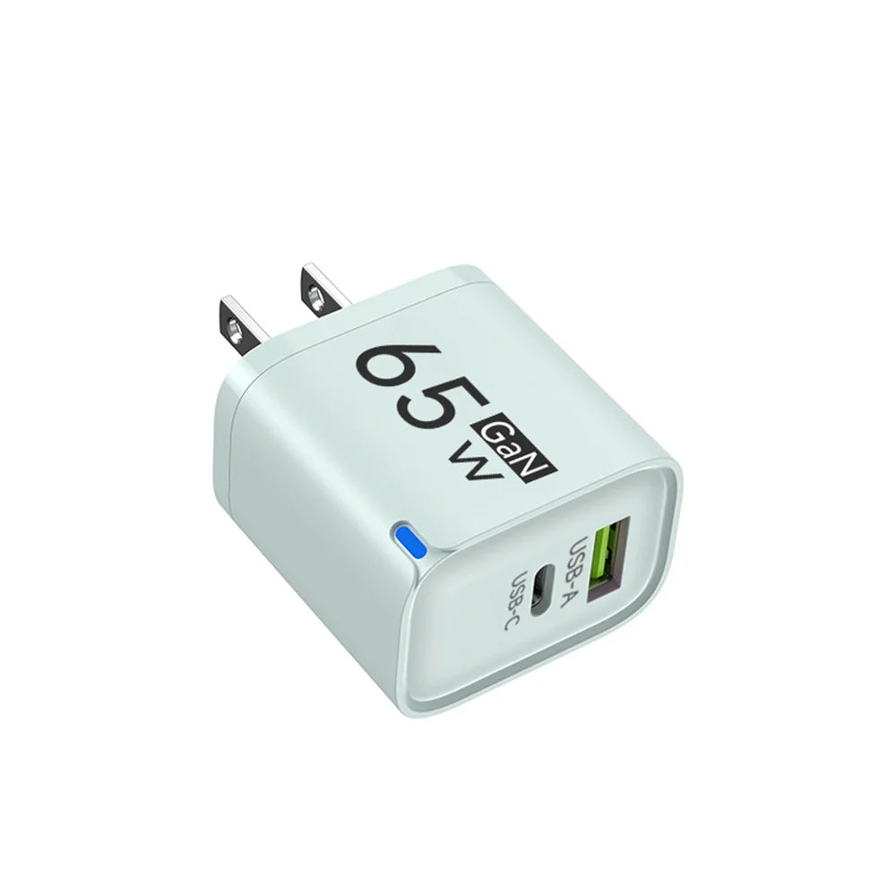 65W GaN Type C USB Fast Charge Chargers Dual Ports Cellphone Power Adapter For Samsung Huawei Xiaomi iPhone USB C Wall Charger