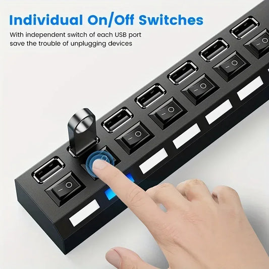 7-Port USB 2.0 Hub with Individual Power Switch & LED
