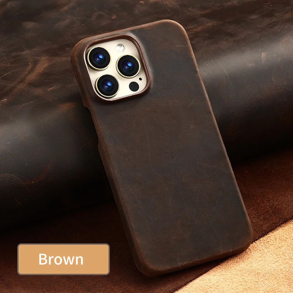 for Magsafe Case for iPhone 15 16 17 18 Pro Max Air Promax 17Pro 16Pro 18Pro Retro Luxury Genuine PULL-UP Leather Back Cover