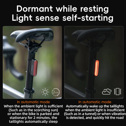 ROCKBROS Bicycle Rear Light Magnetic Bike Tail Light IPX6 Waterproof 7Lighting Mode Smart Brake Sensor Rear Light Bike Accessory