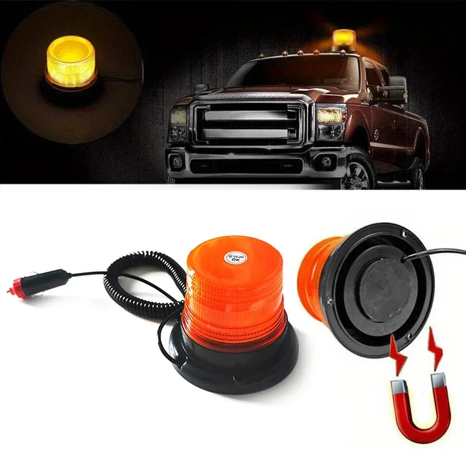 Car Truck Roof Top Warning Light Emergency LED Strobe Light Flashing Beacon With Magnetic Base For Security Auto 12V 24V - Urbizia