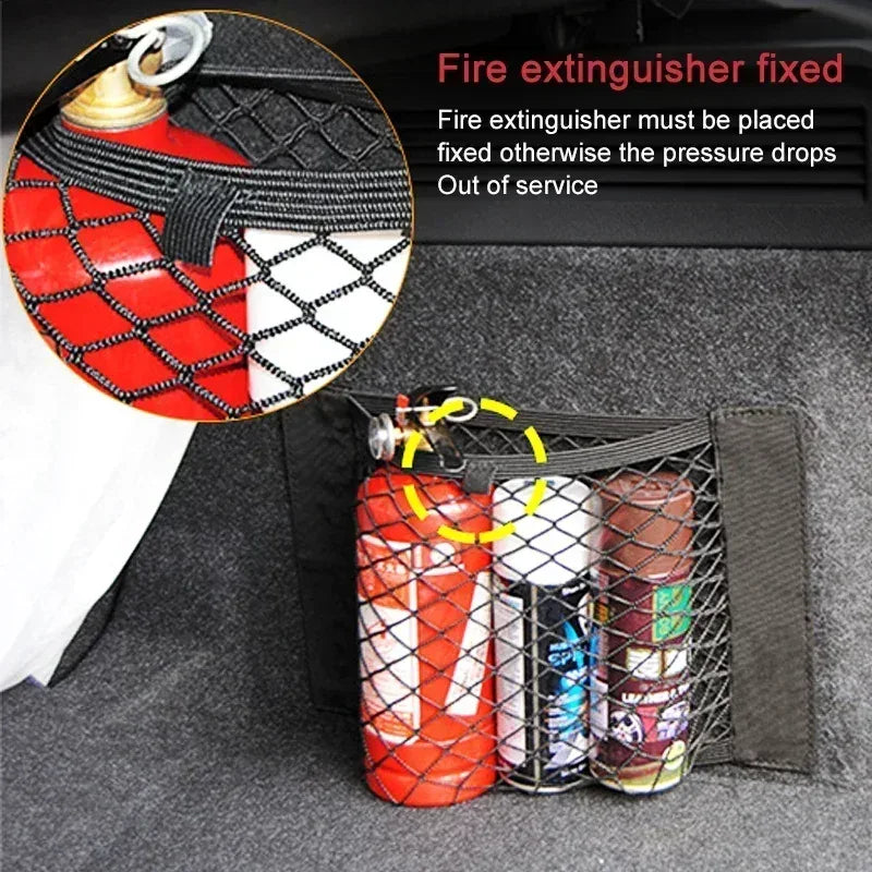 Car Storage Net Stretchable Mesh Pocket Net Magic Elastic Sticker Universal Rear Mesh Trunk Seat Bag Pocket Cage Auto Organizer - Urbizia