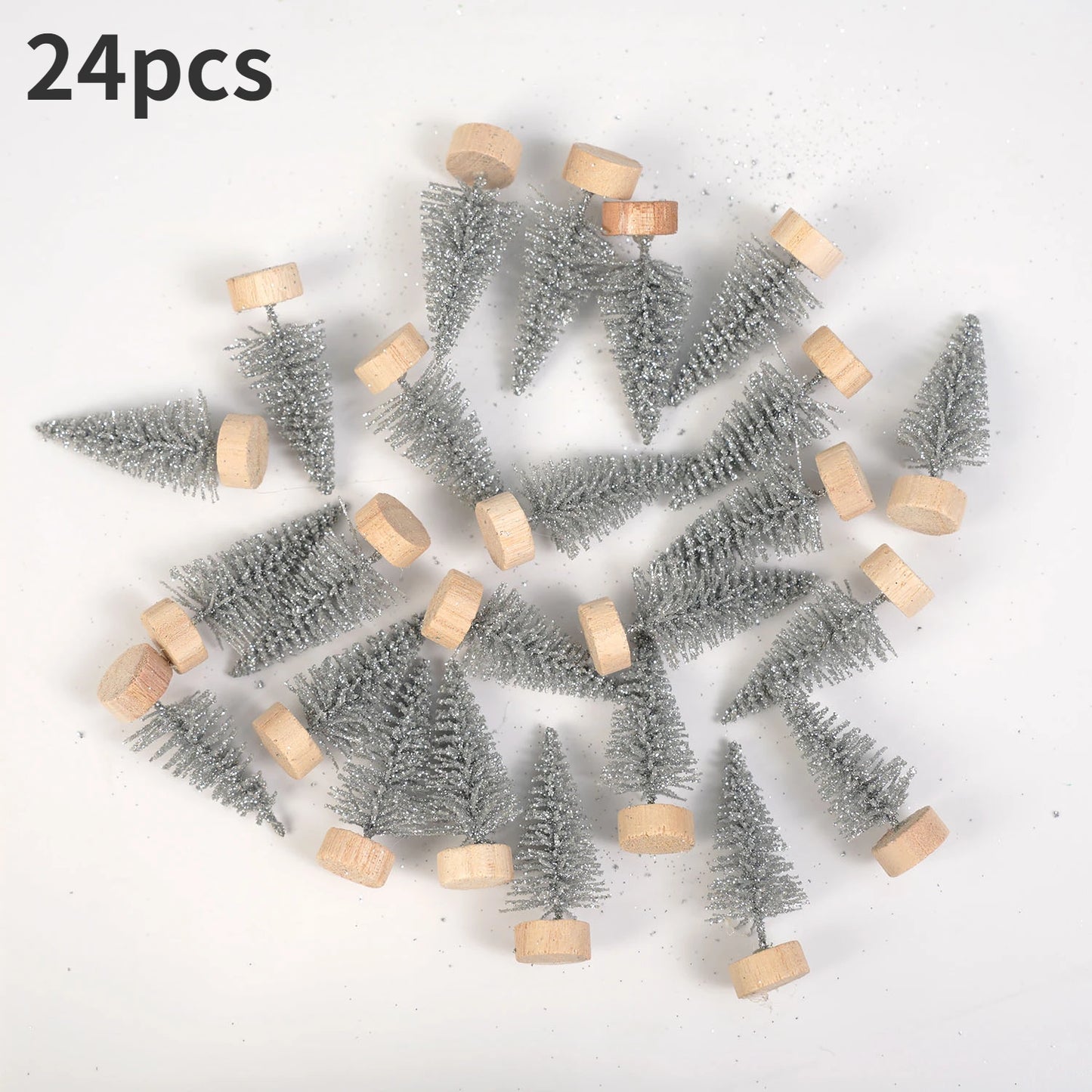 Mini Sisal Snow Frost Christmas Trees – 24pcs