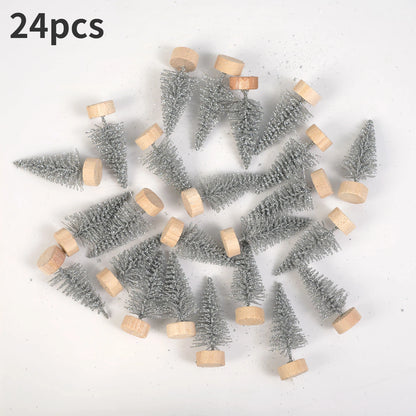 Mini Sisal Snow Frost Christmas Trees – 24pcs